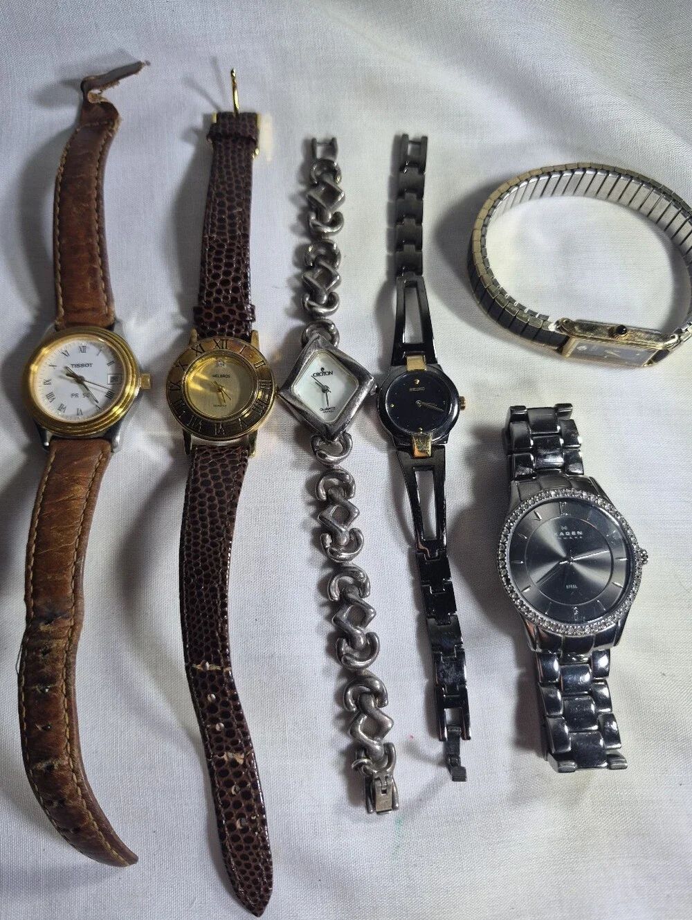 Vintage Watch Lot - 6 pc Mixed Brand Collection (Tissot, Skagen, Seiko, Croton +